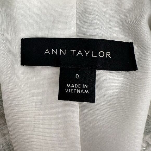 Ann Taylor Double Breasted Blazer Jacket Size 0 Plaid Seafoam Green Tweed Fringe - Picture 10 of 16